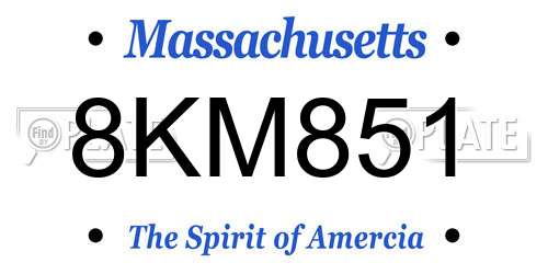 8KM851 Massachusetts License Plate