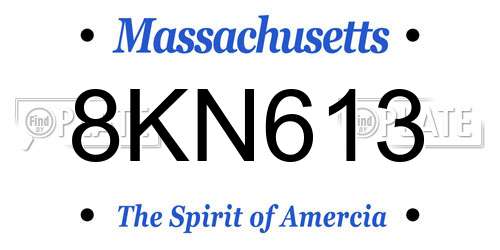 8KN613 Massachusetts License Plate