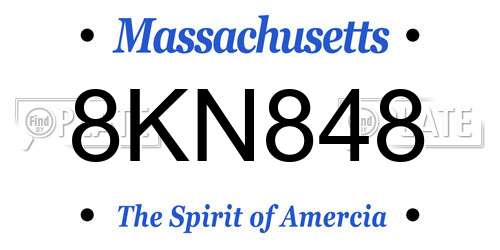 8KN848 Massachusetts License Plate