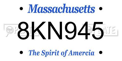 8KN945 Massachusetts License Plate