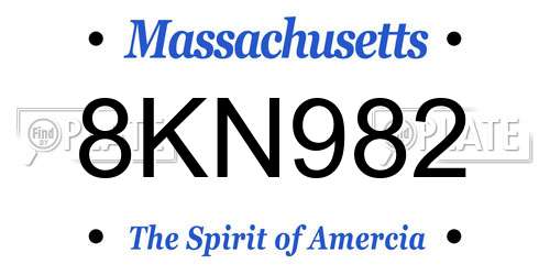 8KN982 Massachusetts License Plate