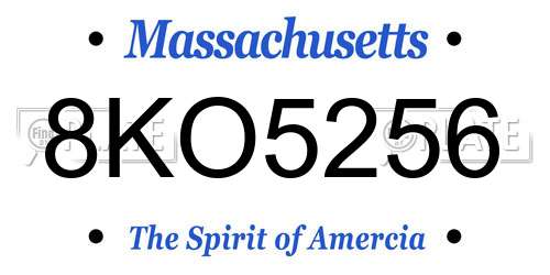 8KO5256 Massachusetts License Plate