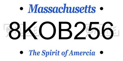 8KOB256 Massachusetts License Plate