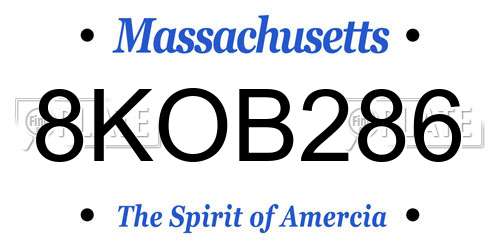 8KOB286 Massachusetts License Plate