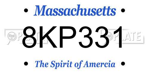 8KP331 Massachusetts License Plate