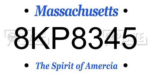 8KP8345 Massachusetts License Plate