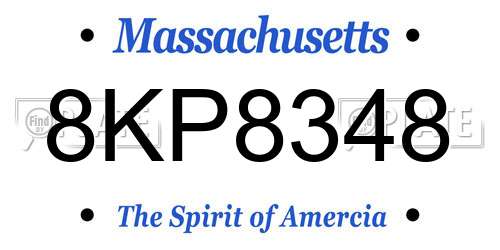 8KP8348 Massachusetts License Plate