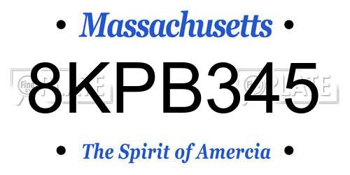 8KPB345 Massachusetts License Plate