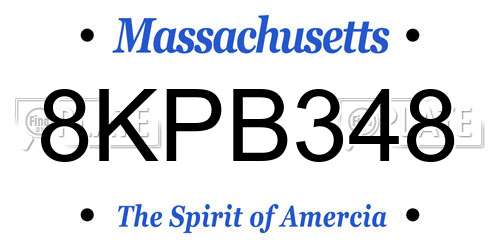 8KPB348 Massachusetts License Plate