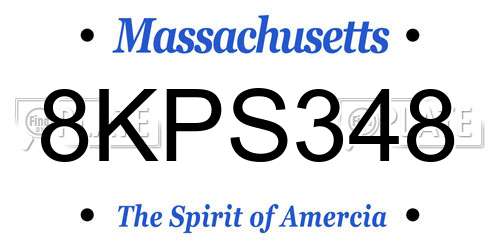 8KPS348 Massachusetts License Plate
