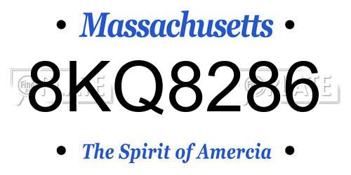 8KQ8286 Massachusetts License Plate