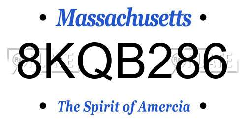 8KQB286 Massachusetts License Plate