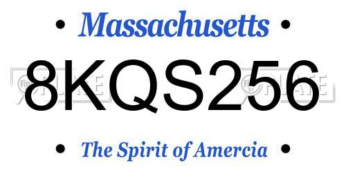 8KQS256 Massachusetts License Plate