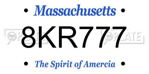 8KR777 Massachusetts License Plate