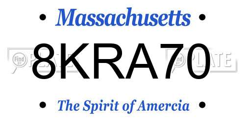 8KRA70 Massachusetts License Plate