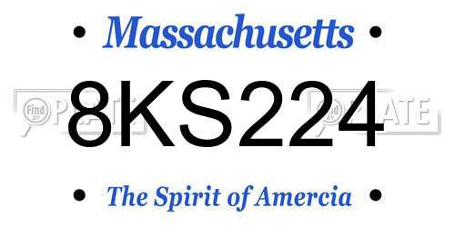 8KS224 Massachusetts License Plate