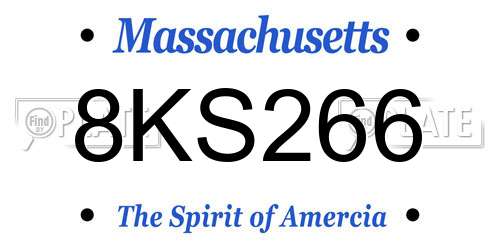 8KS266 Massachusetts License Plate