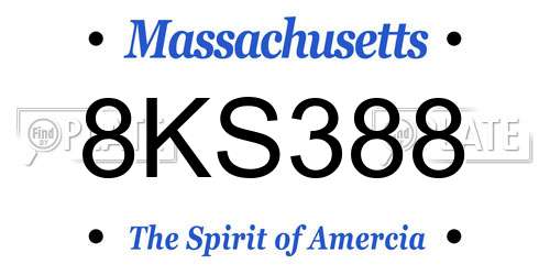 8KS388 Massachusetts License Plate