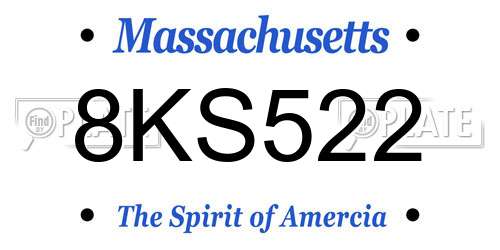8KS522 Massachusetts License Plate