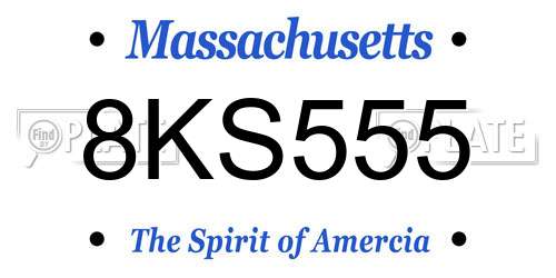 8KS555 Massachusetts License Plate