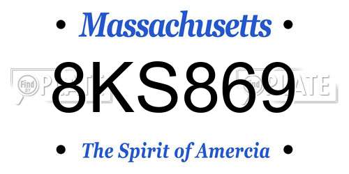 8KS869 Massachusetts License Plate