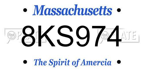 8KS974 Massachusetts License Plate