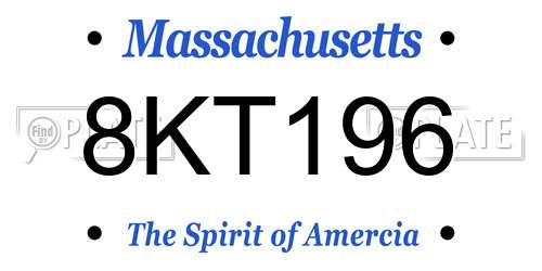 8KT196 Massachusetts License Plate