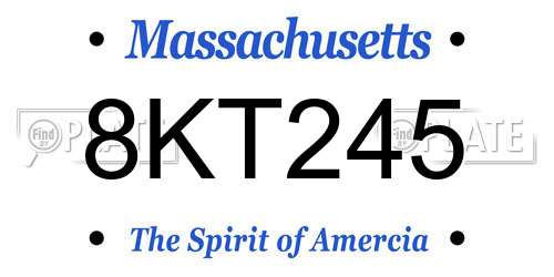 8KT245 Massachusetts License Plate