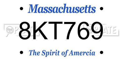 8KT769 Massachusetts License Plate