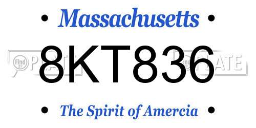 8KT836 Massachusetts License Plate