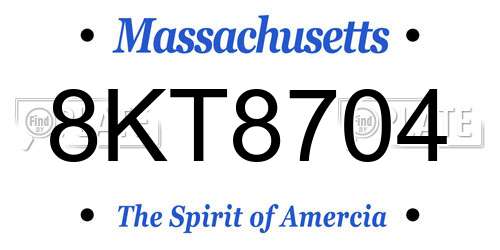 8KT8704 Massachusetts License Plate