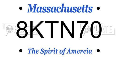 8KTN70 Massachusetts License Plate