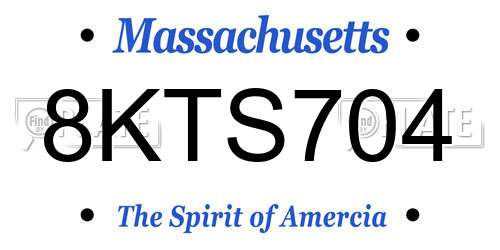 8KTS704 Massachusetts License Plate