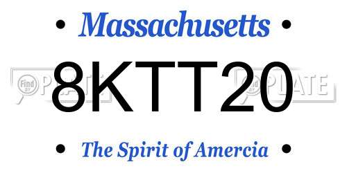 8KTT20 Massachusetts License Plate