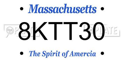 8KTT30 Massachusetts License Plate