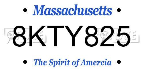 8KTY825 Massachusetts License Plate