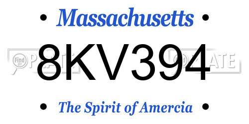 8KV394 Massachusetts License Plate