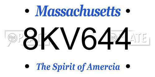 8KV644 Massachusetts License Plate