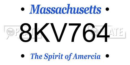 8KV764 Massachusetts License Plate