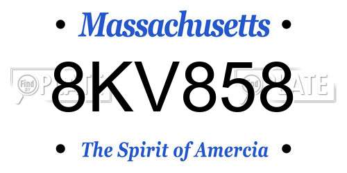 8KV858 Massachusetts License Plate