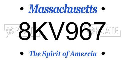 8KV967 Massachusetts License Plate