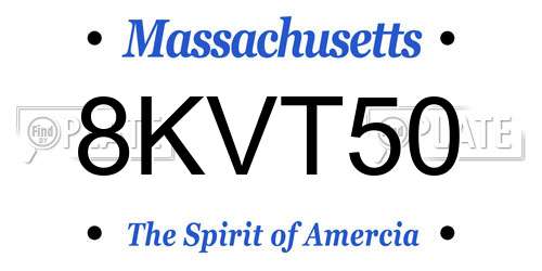 8KVT50 Massachusetts License Plate