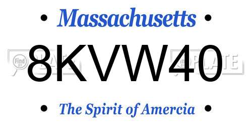 8KVW40 Massachusetts License Plate