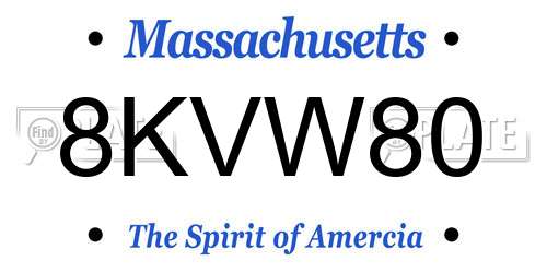 8KVW80 Massachusetts License Plate