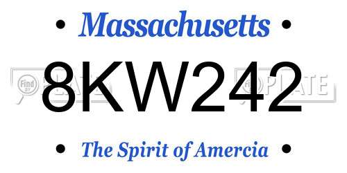 8KW242 Massachusetts License Plate