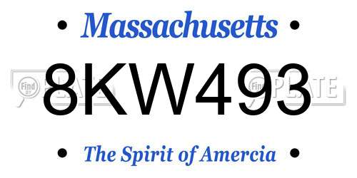 8KW493 Massachusetts License Plate