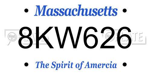 8KW626 Massachusetts License Plate