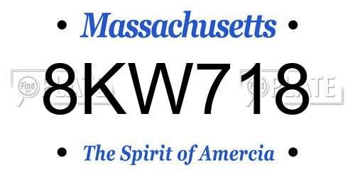 8KW718 Massachusetts License Plate