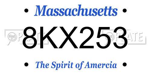 8KX253 Massachusetts License Plate