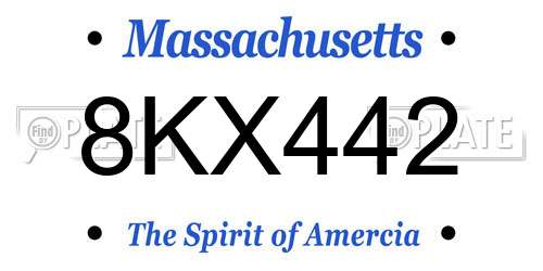 8KX442 Massachusetts License Plate